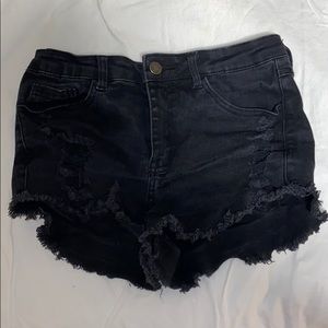 Black denim booty shorts